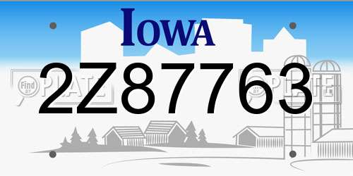 2Z87763 Iowa License Plate