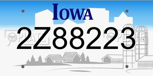 2Z88223 Iowa License Plate