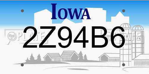 2Z94B6 Iowa License Plate