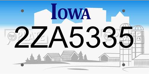 2ZA5335 Iowa License Plate
