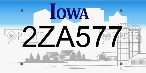 2ZA577 Iowa License Plate