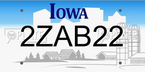 2ZAB22 Iowa License Plate