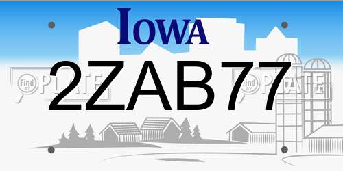 2ZAB77 Iowa License Plate