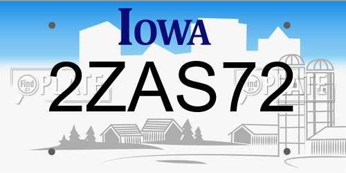 2ZAS72 Iowa License Plate