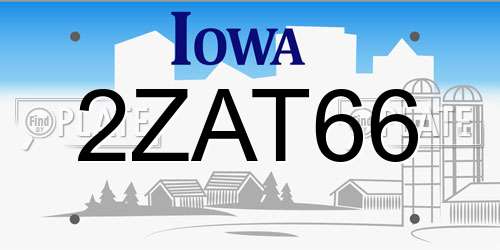 2ZAT66 Iowa License Plate