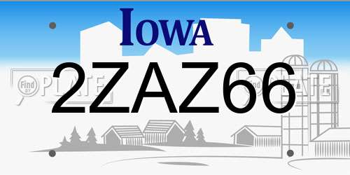 2ZAZ66 Iowa License Plate