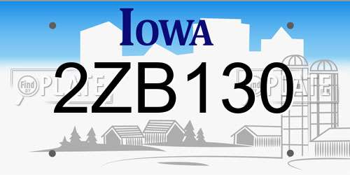 2ZB130 Iowa License Plate
