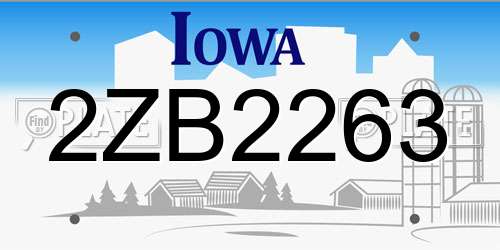 2ZB2263 Iowa License Plate
