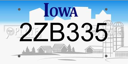 2ZB335 Iowa License Plate