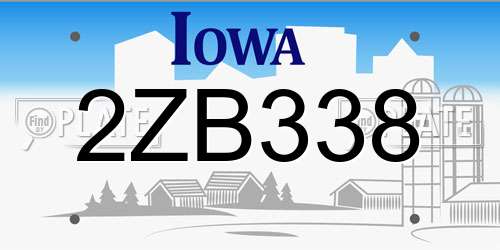 2ZB338 Iowa License Plate