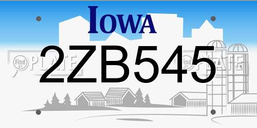 2ZB545 Iowa License Plate