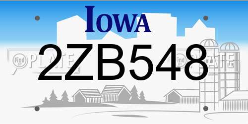 2ZB548 Iowa License Plate