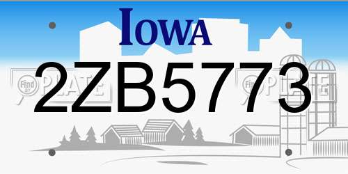 2ZB5773 Iowa License Plate