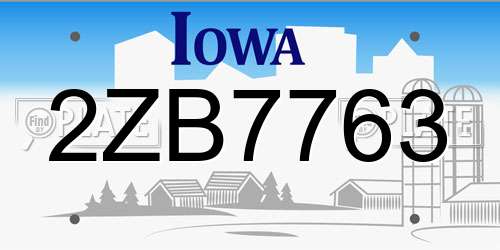 2ZB7763 Iowa License Plate