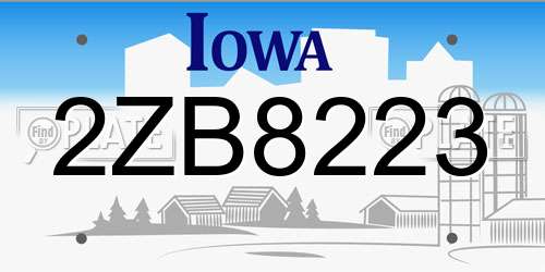 2ZB8223 Iowa License Plate