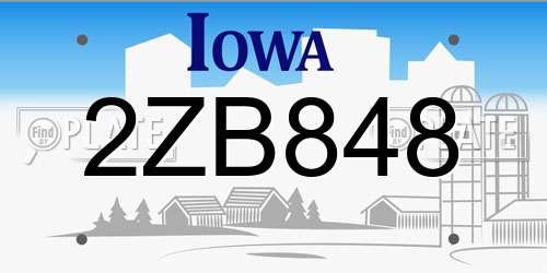 2ZB848 Iowa License Plate