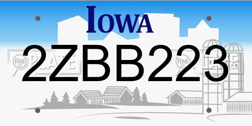 2ZBB223 Iowa License Plate