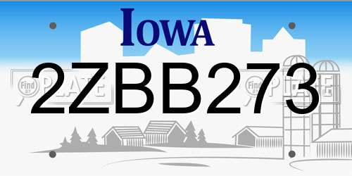 2ZBB273 Iowa License Plate