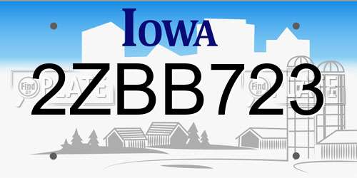2ZBB723 Iowa License Plate