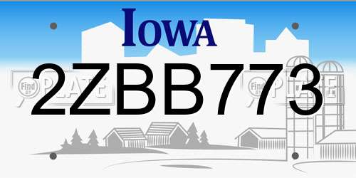 2ZBB773 Iowa License Plate