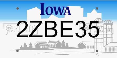 2ZBE35 Iowa License Plate