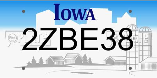 2ZBE38 Iowa License Plate