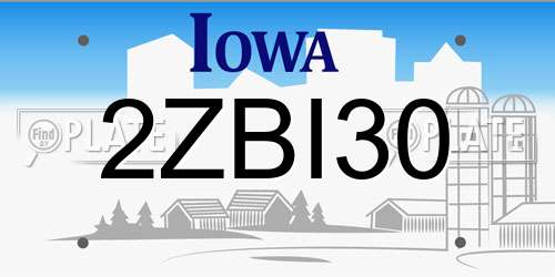 2ZBI30 Iowa License Plate