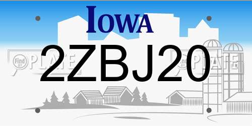 2ZBJ20 Iowa License Plate