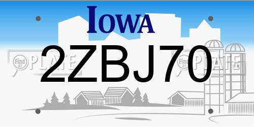 2ZBJ70 Iowa License Plate