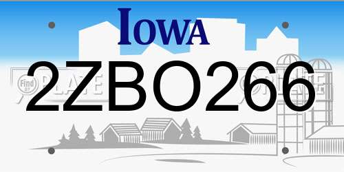 2ZBO266 Iowa License Plate