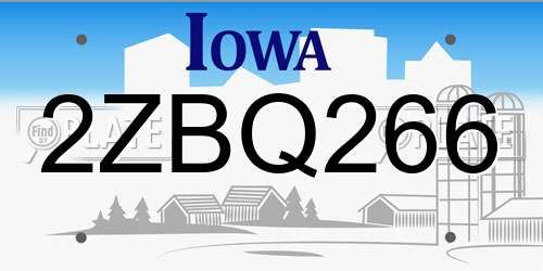 2ZBQ266 Iowa License Plate