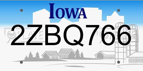 2ZBQ766 Iowa License Plate