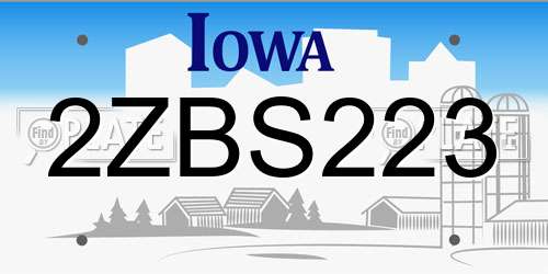2ZBS223 Iowa License Plate