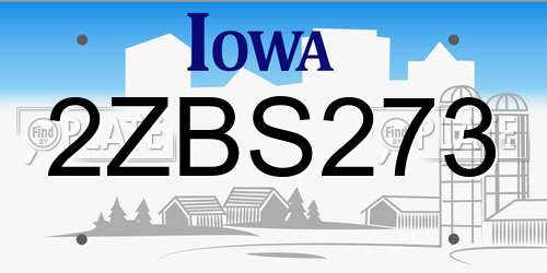 2ZBS273 Iowa License Plate