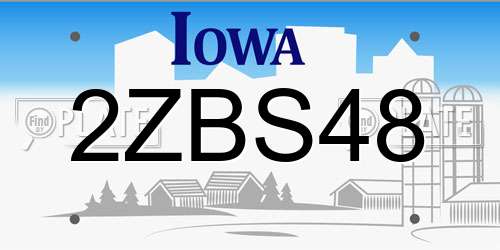 2ZBS48 Iowa License Plate