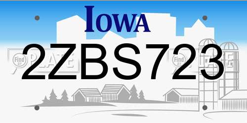 2ZBS723 Iowa License Plate