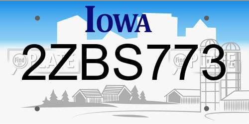 2ZBS773 Iowa License Plate