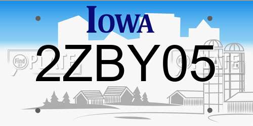 2ZBY05 Iowa License Plate