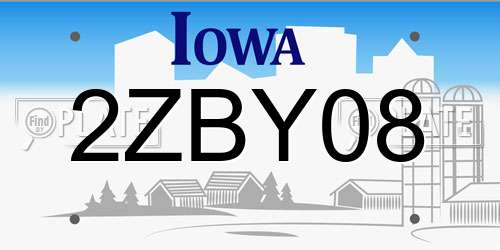 2ZBY08 Iowa License Plate