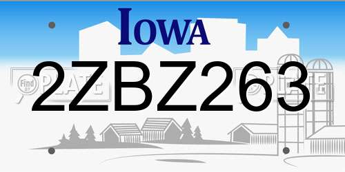 2ZBZ263 Iowa License Plate