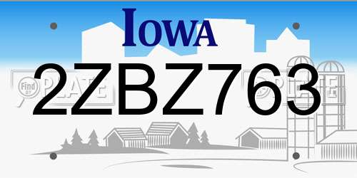 2ZBZ763 Iowa License Plate