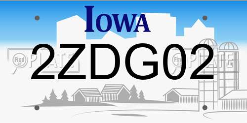 2ZDG02 Iowa License Plate