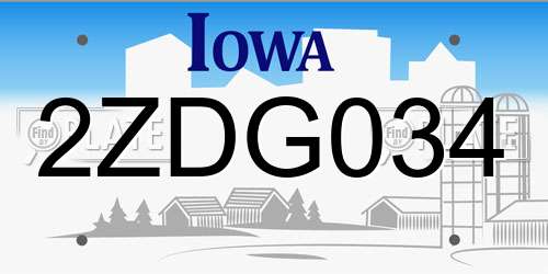 2ZDG034 Iowa License Plate