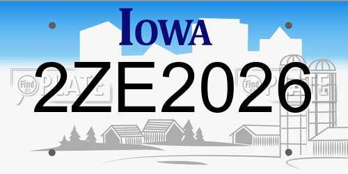 2ZE2026 Iowa License Plate