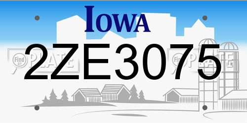 2ZE3075 Iowa License Plate