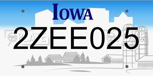 2ZEE025 Iowa License Plate