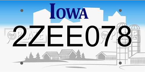 2ZEE078 Iowa License Plate