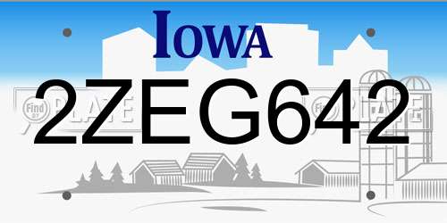 2ZEG642 Iowa License Plate