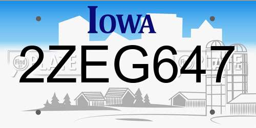 2ZEG647 Iowa License Plate