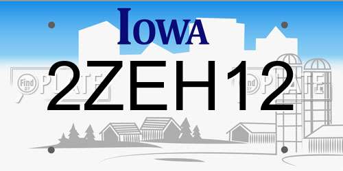 2ZEH12 Iowa License Plate